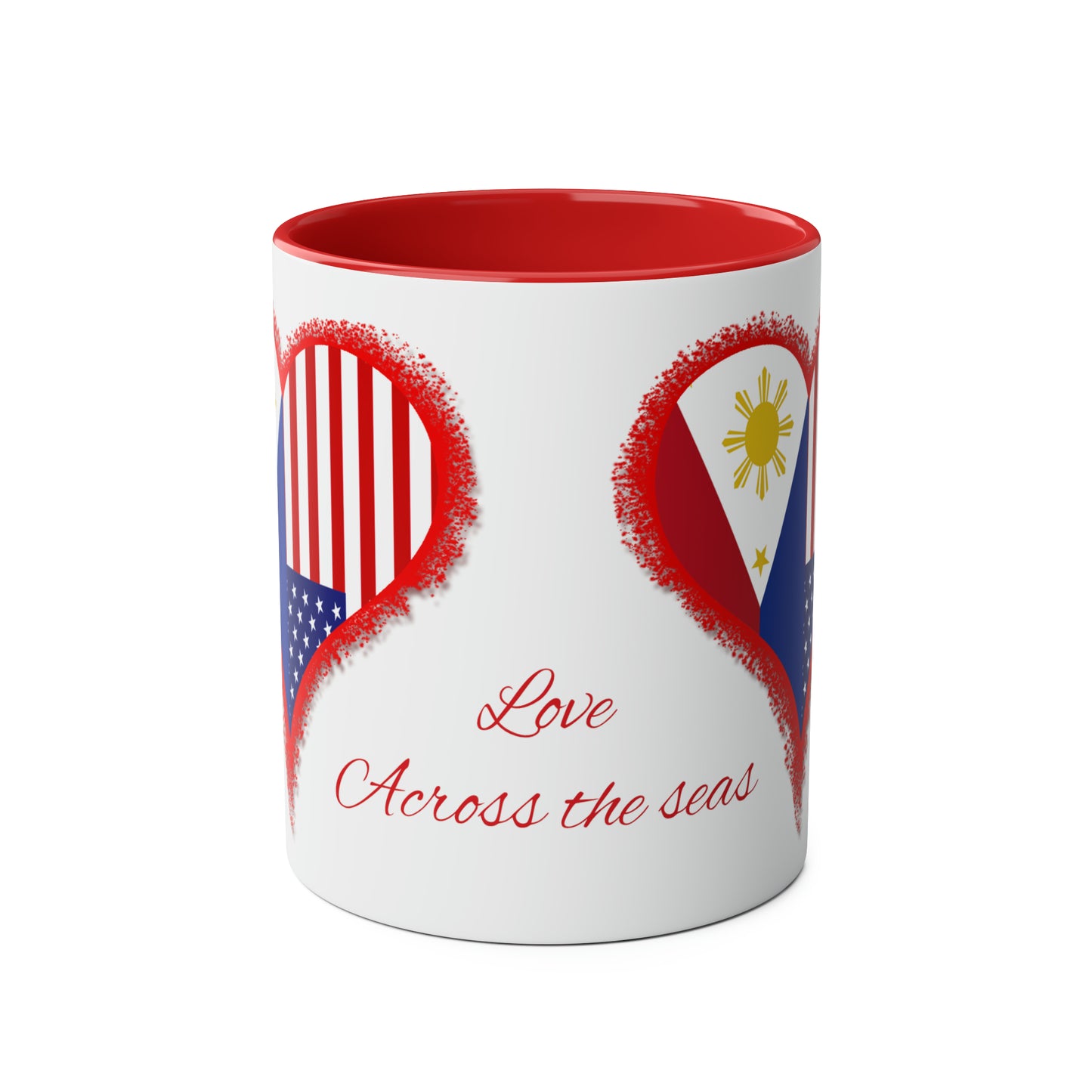 Philippines and USA mug. Gifts for international lovers. Love across the oceans. Philippine girlfriend gifts