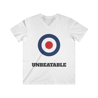 Sportswear, white T-shirt with RAF style sign. Unbeatable slogan shirt for working out.  