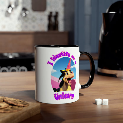 I identify as a Unicorn, printed coffee mugs for construction workers