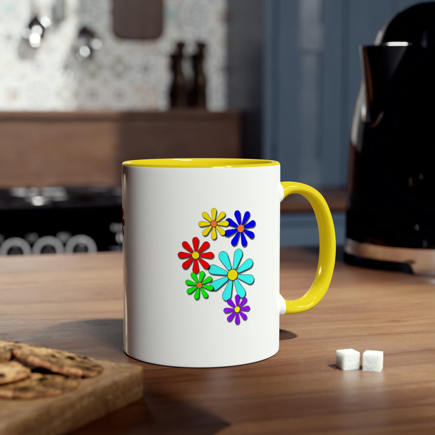 Don't worry, be hippy, novelty printed drinks mugs for your friends