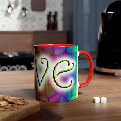 Mosaic Love mugs. Colourful love gifts. Presents for Valentine. Cheap gifts for Valentine's Day to express your love