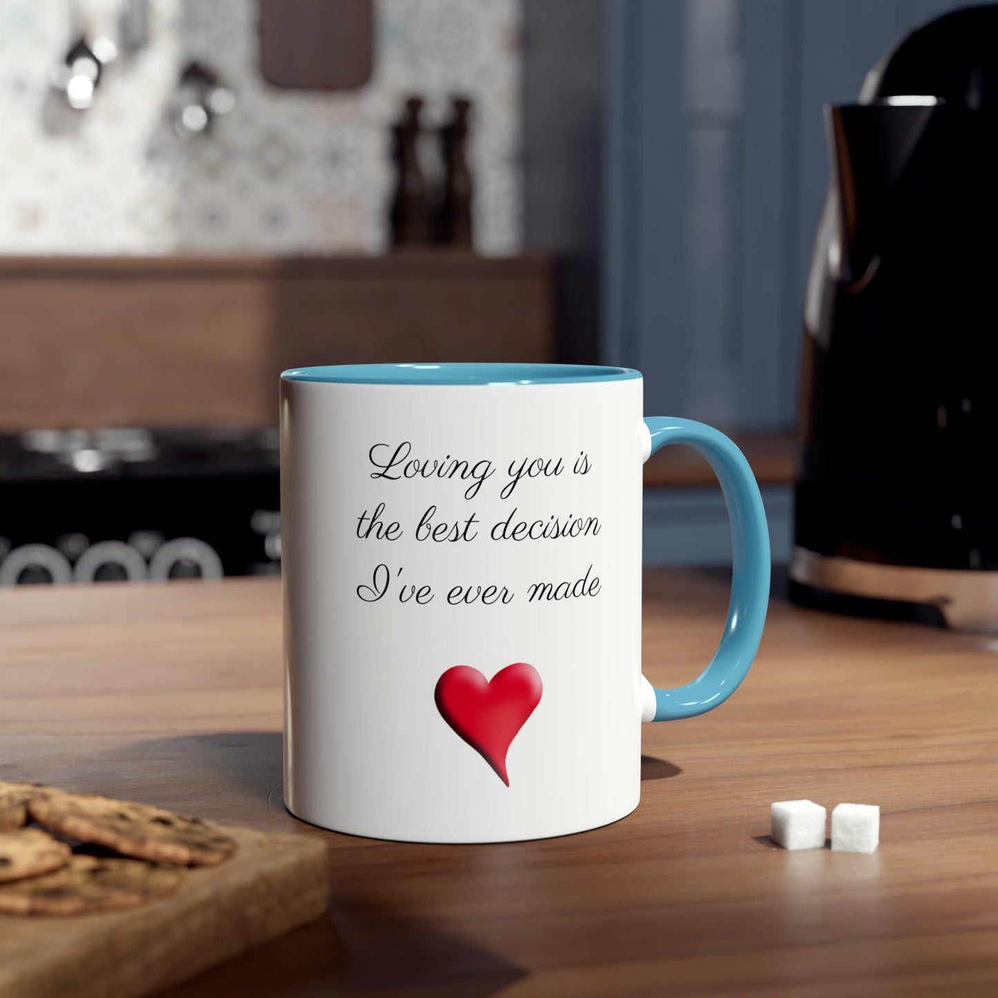 My best decision, gift mug. Tea mugs for gifts. Printed coffee mugs for presents. Gifts for him