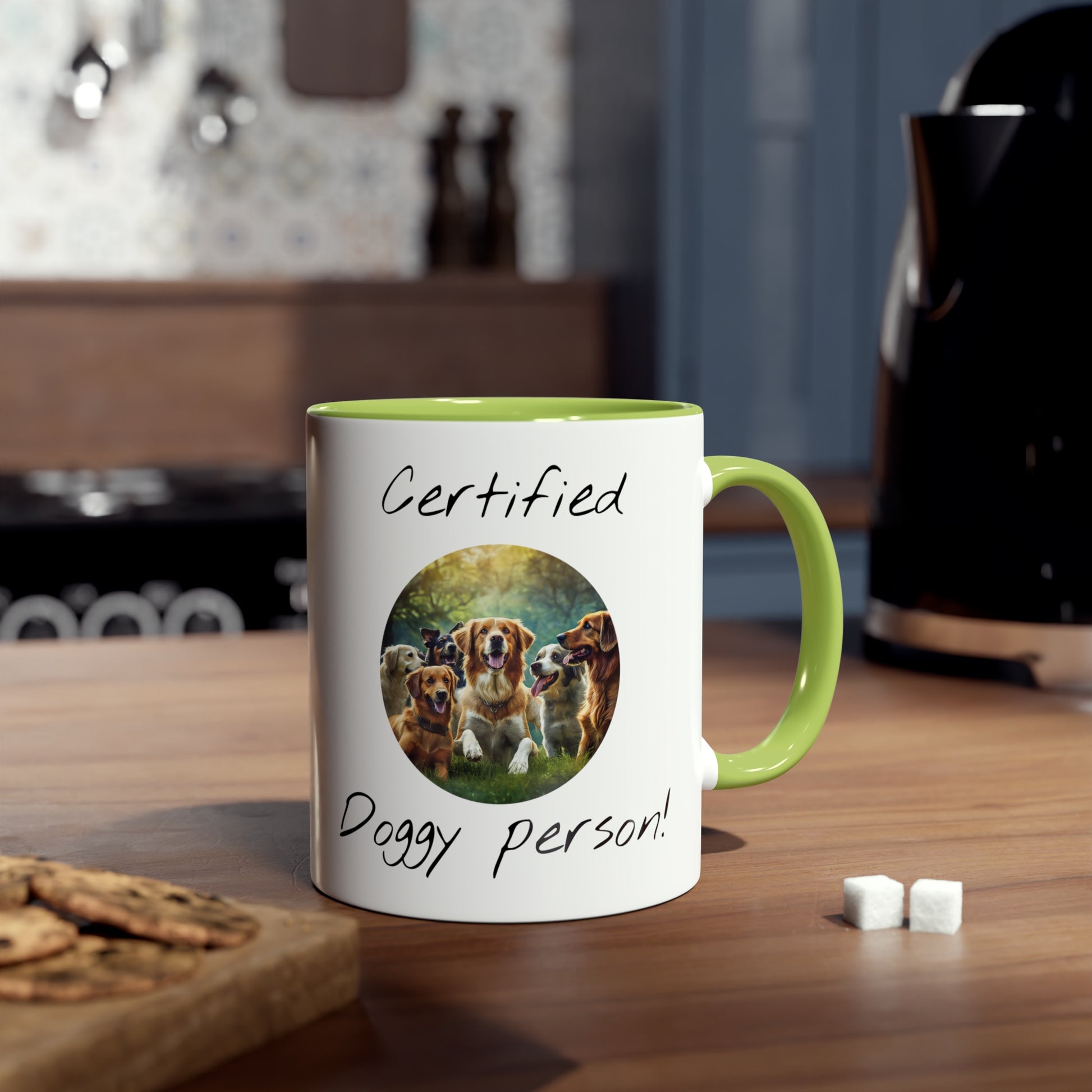 Certified doggy person, printed mugs for puppy lovers