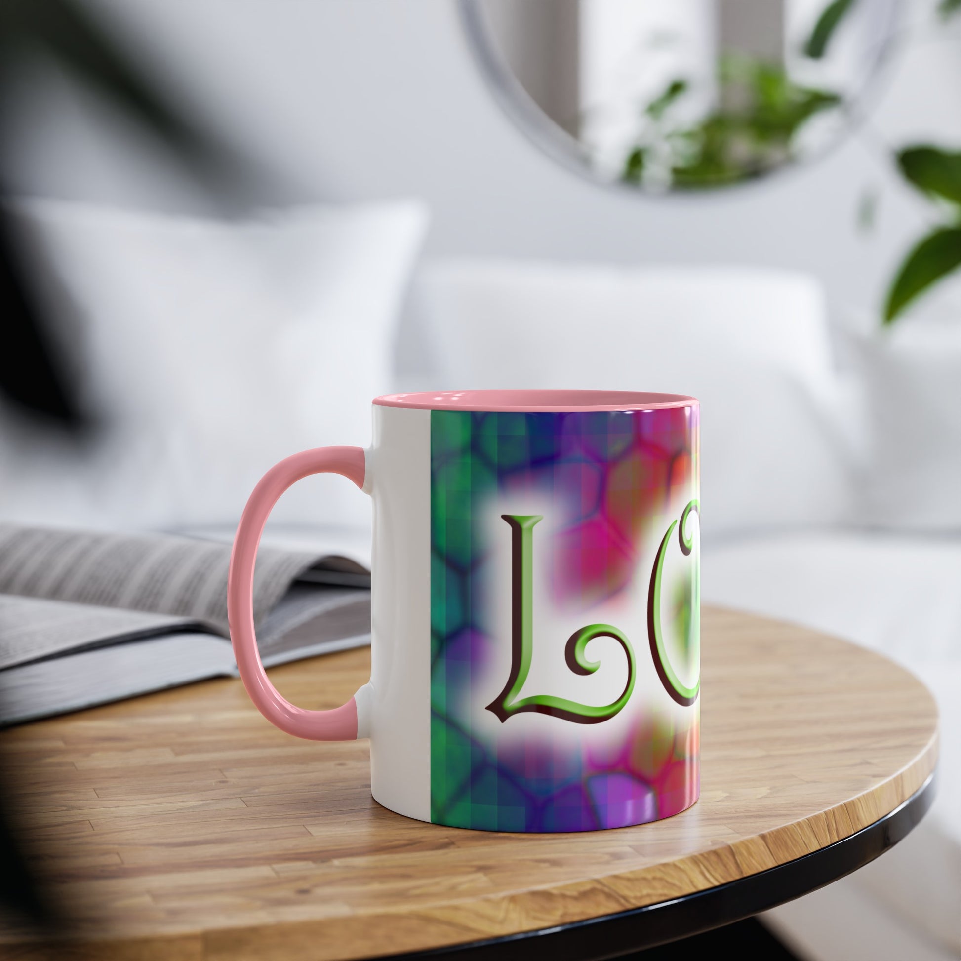 Mosaic Love mugs. Colourful love gifts. Presents for Valentine. Cheap gifts for Valentine's Day for girlfriends