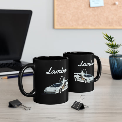 Lamborghini Countach mug. Supercar image mugs. Coffee mugs of 1980s retro classic cars, gifts for him