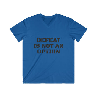 Blue T-shirt with 'Defeat is not an option' printed on the front. Ideal Father's day gift.