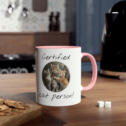 Certified cat person, printed mugs for cat lady