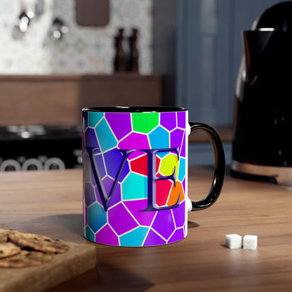 Brightly coloured Love mug, printed mugs for Christmas gifts