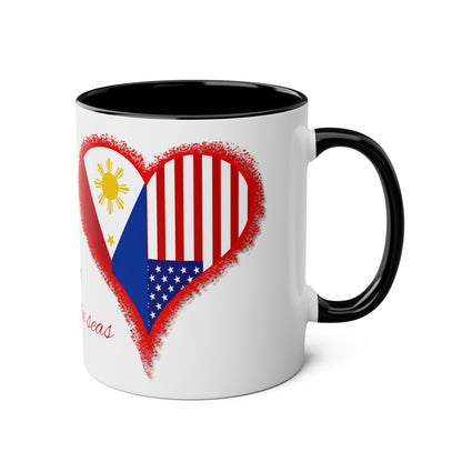 Philippines and USA mug. Gifts for international lovers. Love across the oceans. Interracial relationship gifts