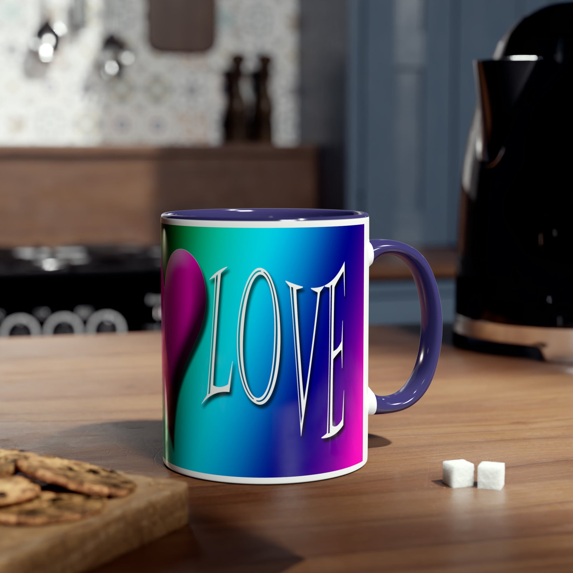 Rainbow love mugs. Colourful mugs for gifts. Romantic gifts for my lover