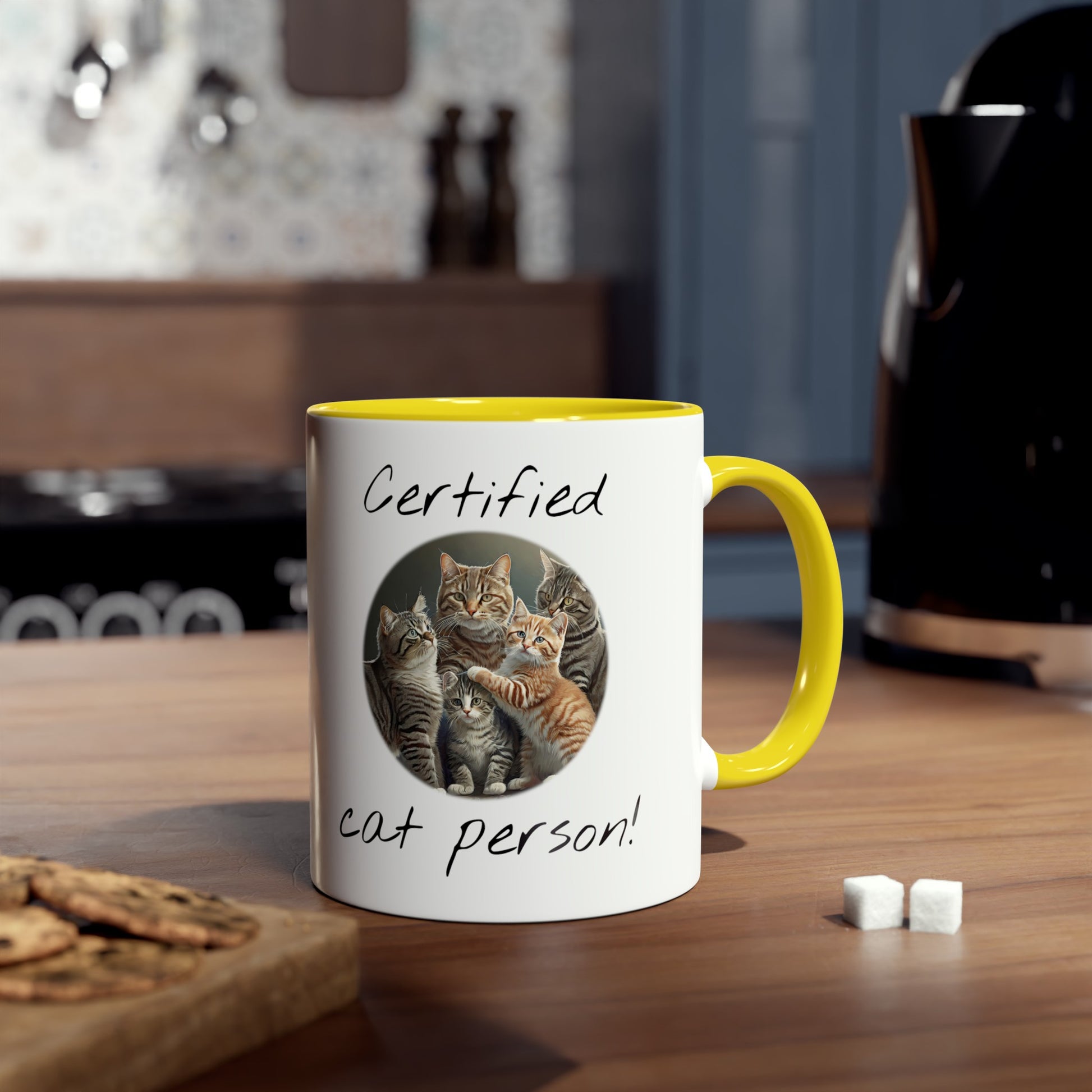 Certified cat person, printed mugs for cat crazy