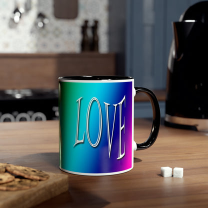 Rainbow Love Mug -  Two-Tone Coffee Mugs, 11oz