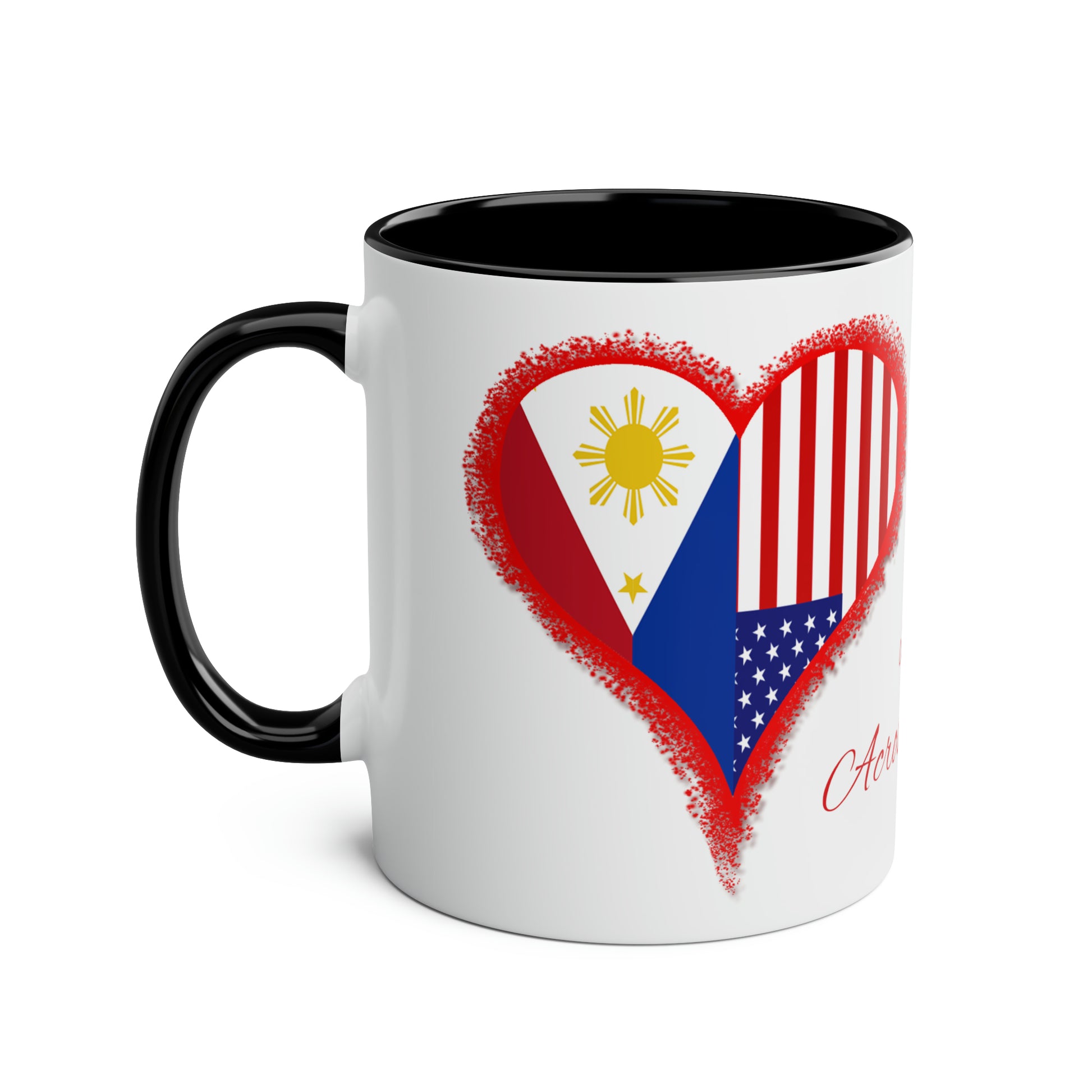 Philippines and USA mug. Gifts for international lovers. Love across the oceans. Multi-cultural relationship presents