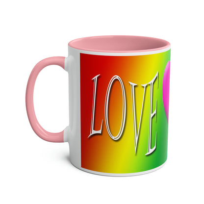 Rainbow love mugs. Colourful mugs for gifts. Romantic gifts for Tea lovers