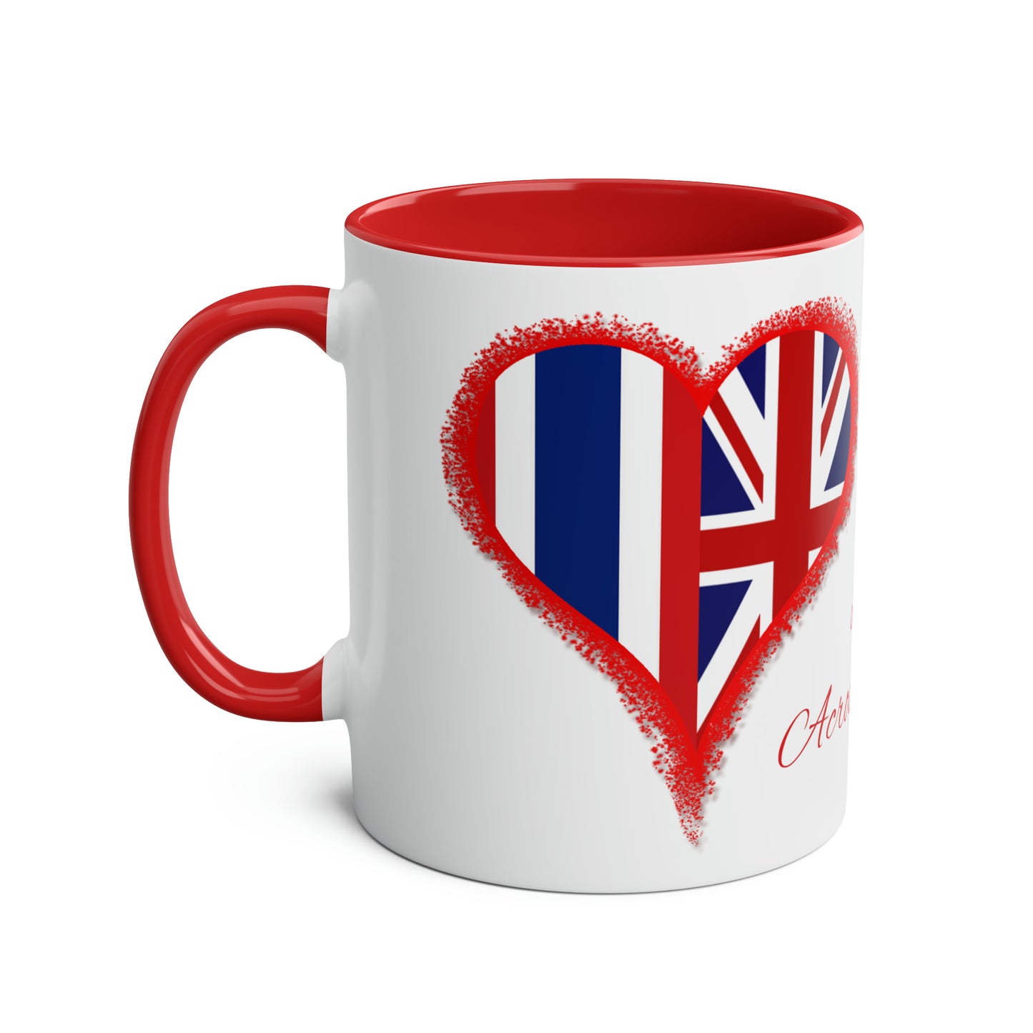 Thailand and UK love hearts mug. Thai flag and UK flag gifts. Presents for your Thai husband