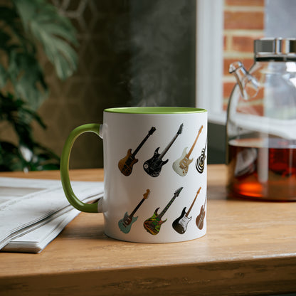 Guitar collection mug, printed tea mugs for sisters