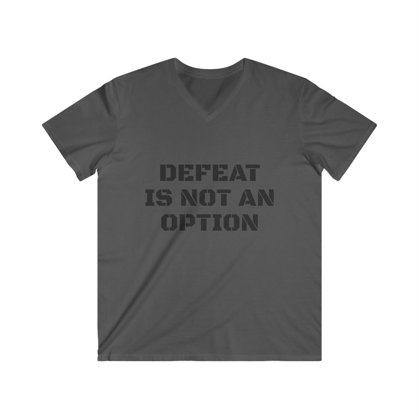 Dark grey T-shirt. Defeat is not an option. Gym clothes. Sports tees for him. Exercise t-shirts.