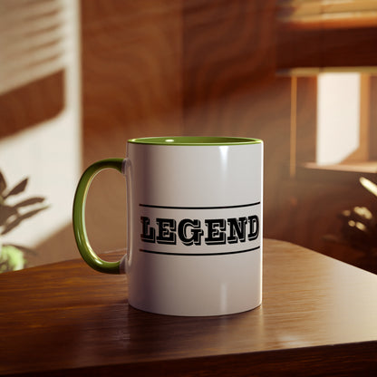 Legend, bold text printed coffee mugs. A novelty Tea mug gift for Christmas