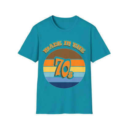 70s Graphic Tee: This comfortable T-shirt boasts a bold graphic inspired by the fashion and culture of the 1970s.