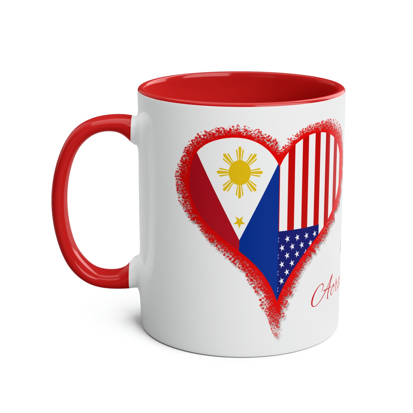 Philippines and USA mug. Gifts for international lovers. Love across the oceans. Multi-cultural gifts.