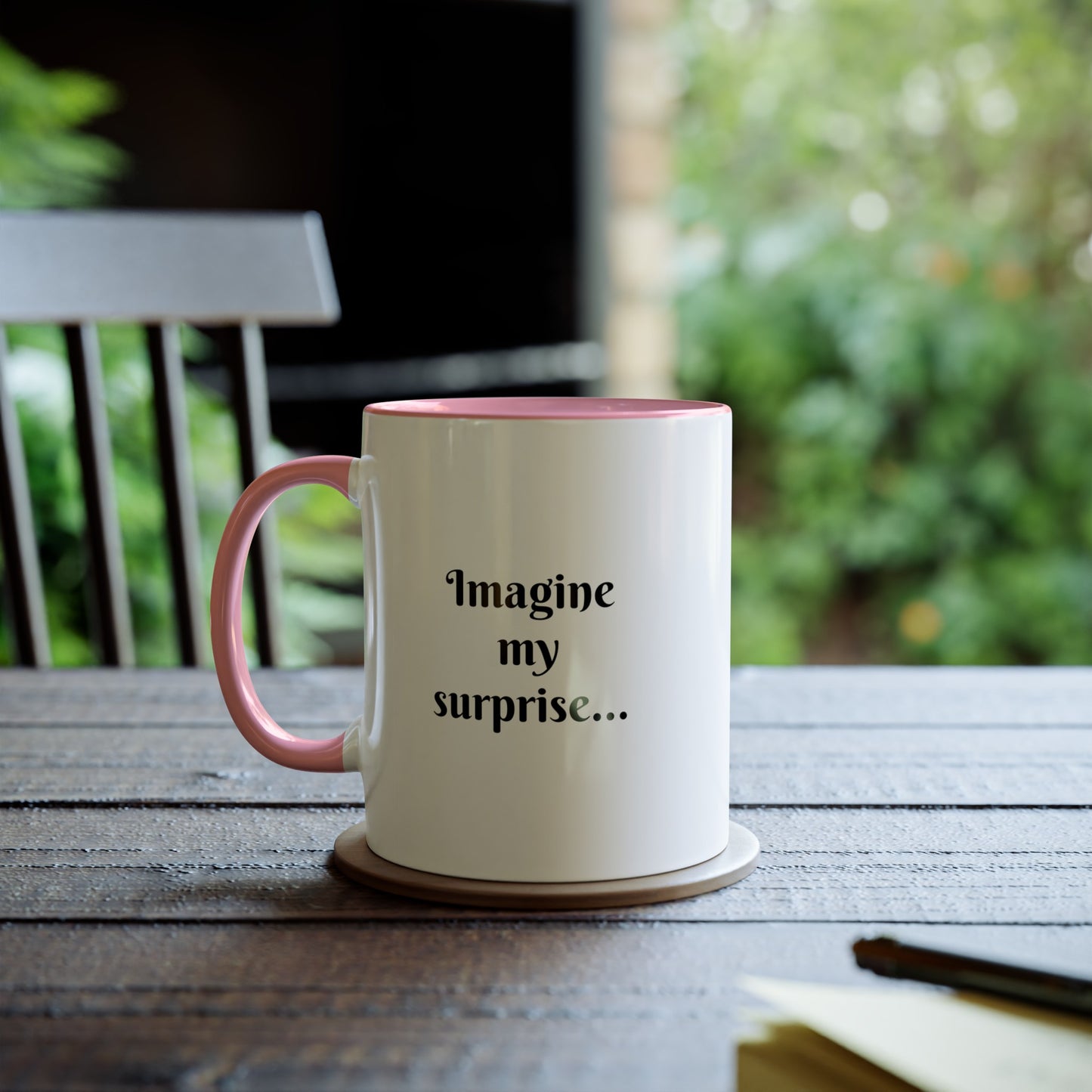 Imagine my surprise, novelty printed tea and coffee mugs, for birthday gifts