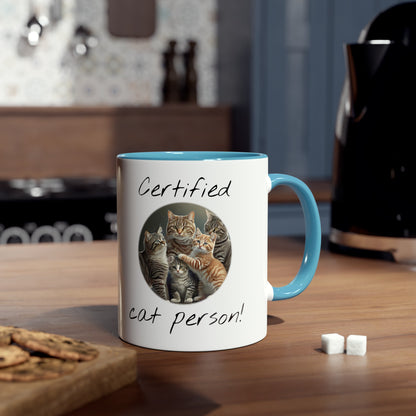 Certified cat person, printed mugs for cat lovers