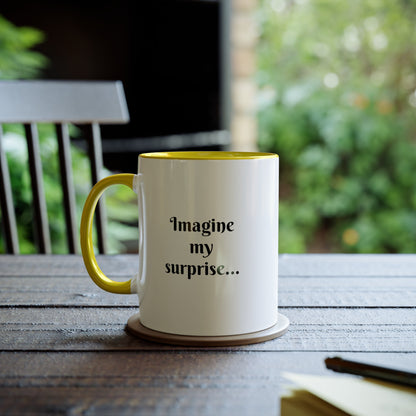 Imagine my surprise, novelty printed tea and coffee mugs, for secret Santa presents under £20