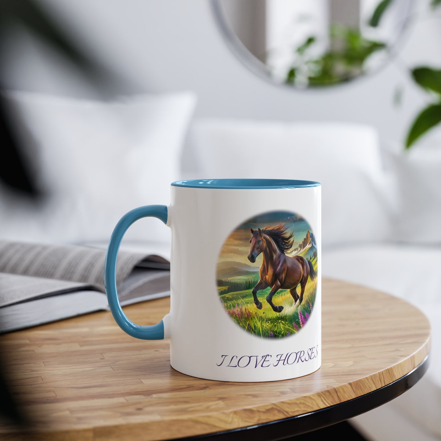 I Love Horses, printed coffee mugs for sons