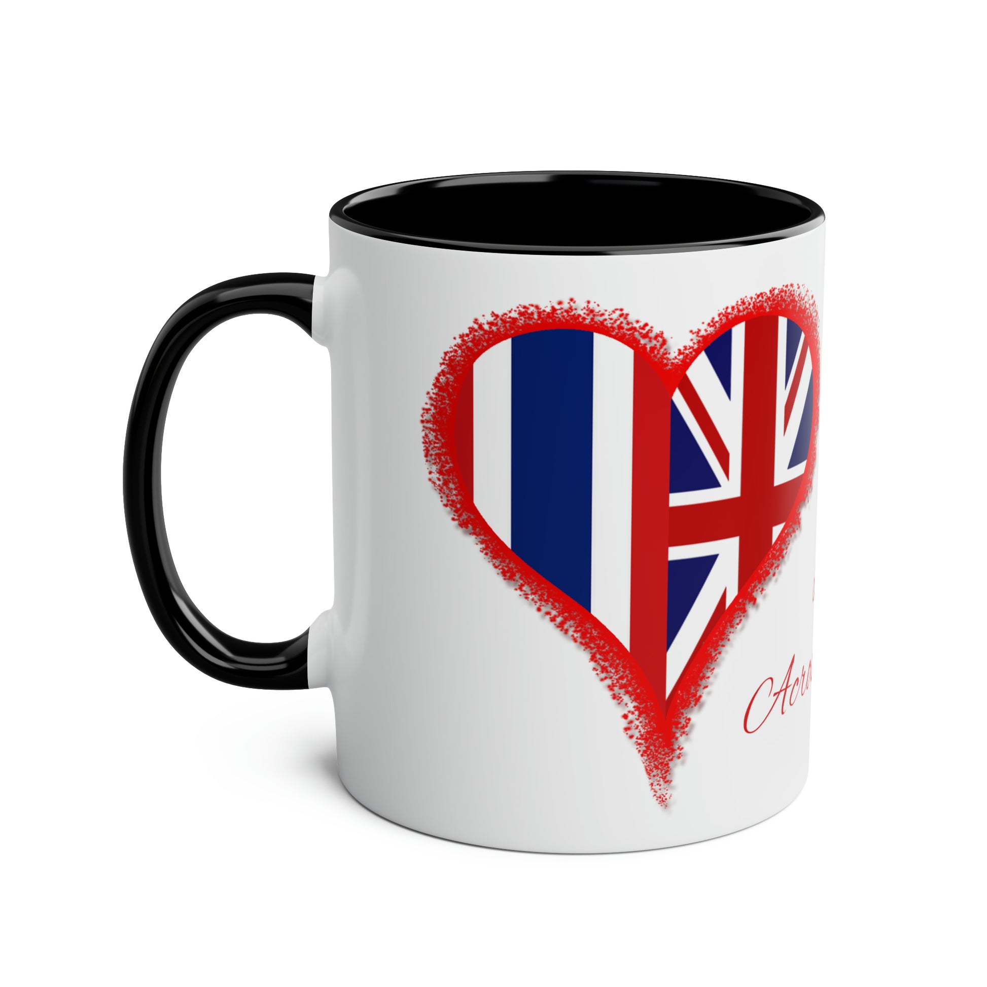 Thailand and UK love hearts mug. Thai flag and UK flag gifts. Presents for your English husband