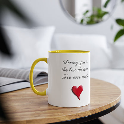 My best decision, gift mug. Tea mugs for gifts. Printed coffee mugs for presents. Gifts for romantics