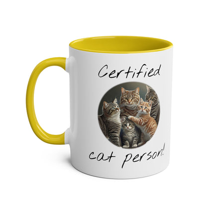 Certified cat person, printed mugs for her