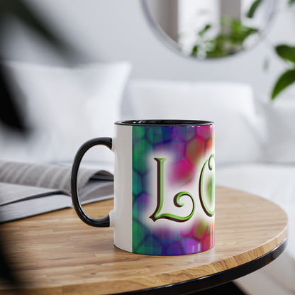 Mosaic Love mugs. Colourful love gifts. Presents for Valentine. Cheap gifts for Father's Day.