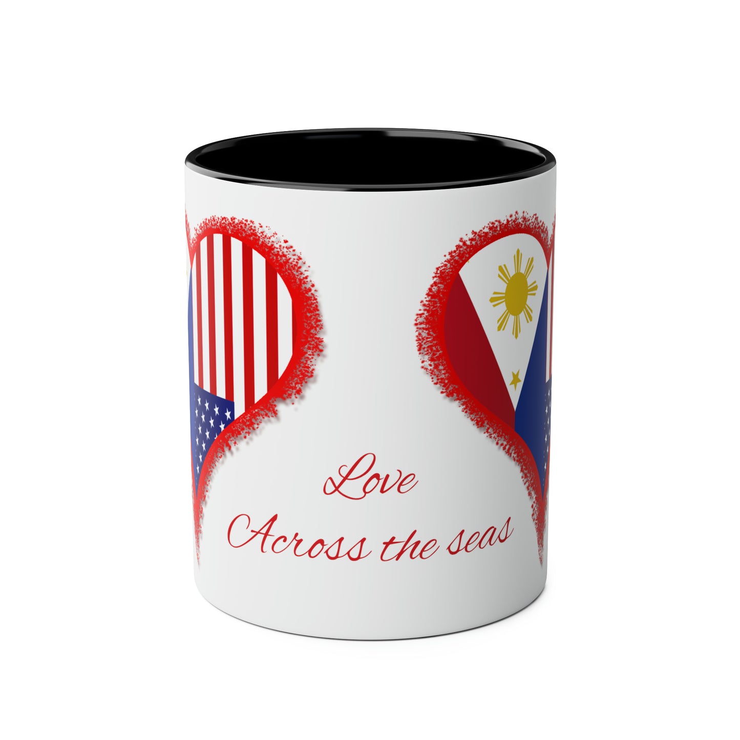 Philippines and USA mug. Gifts for international lovers. Love across the oceans. Philippine boyfriend gifts