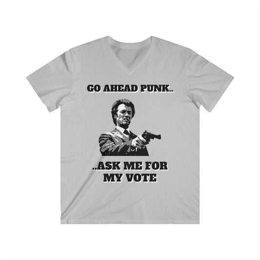 Grey Voting T-shirt, with the slogan 'Go ahead Punk... ask me for my vote'.