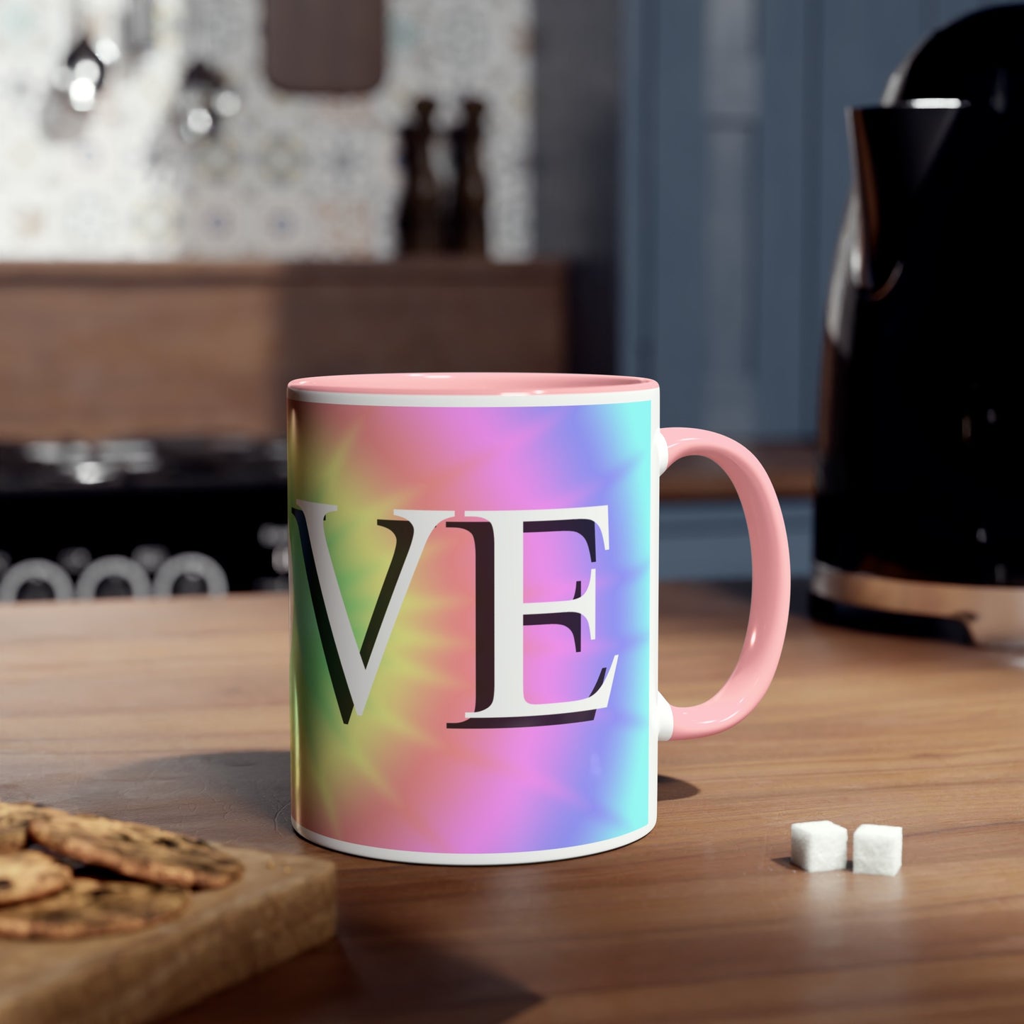 Pastel shades Love mugs. Coffee mugs for Valentine's Day gifts for girlfriends