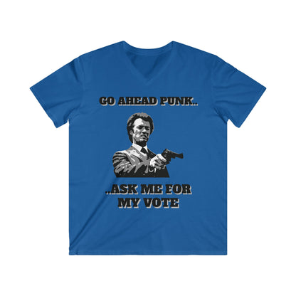 Royal Blue Voting T-shirt, with the slogan 'Go ahead Punk... ask me for my vote'.