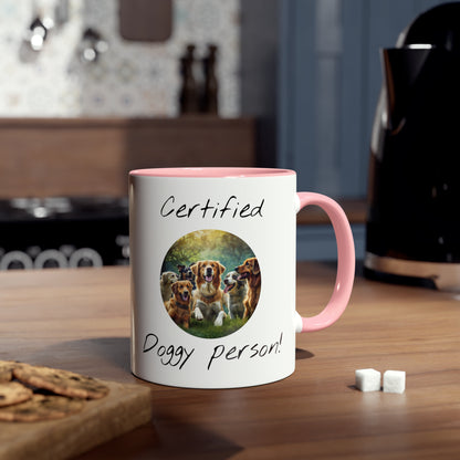 Certified doggy person, printed mugs for dog lovers