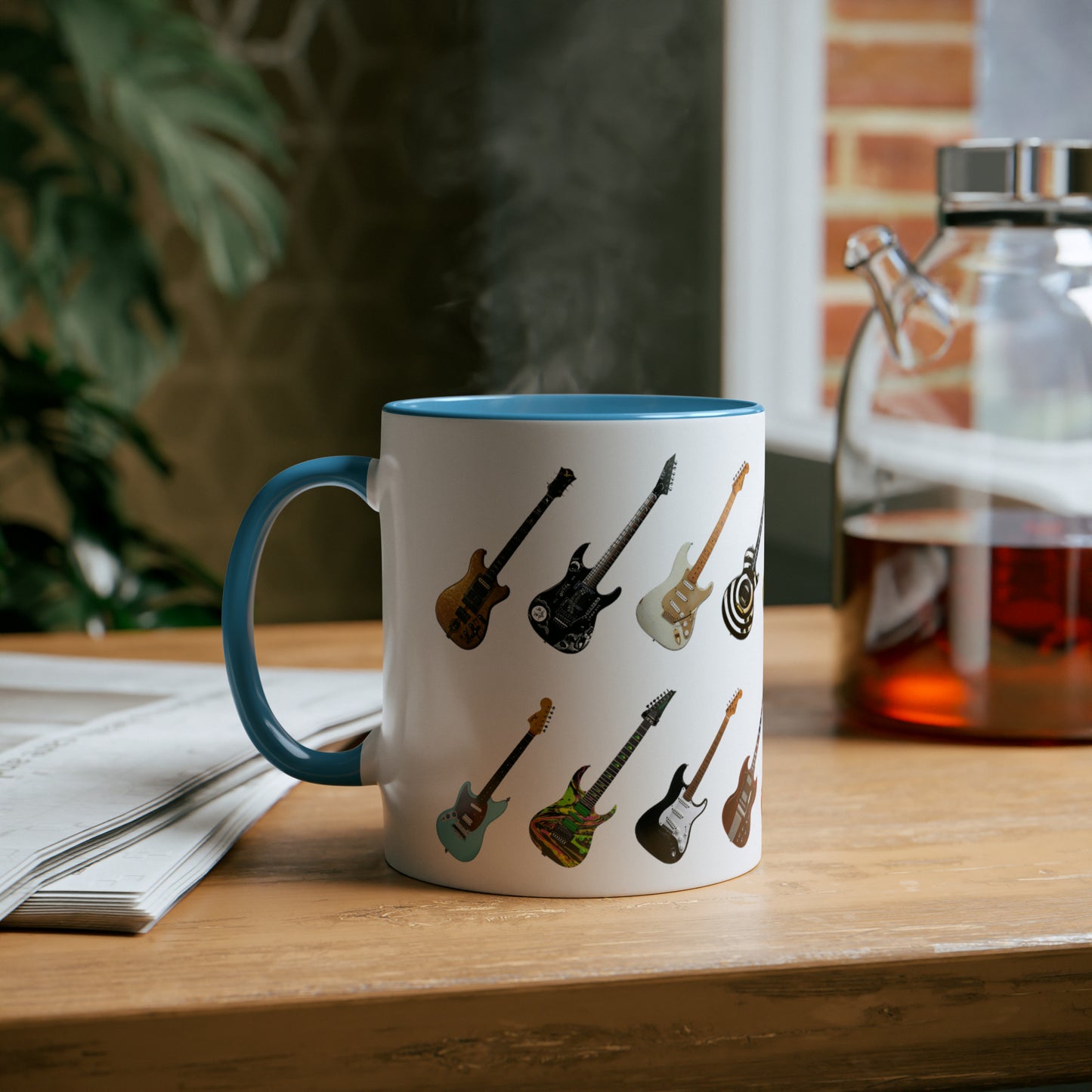 Guitar collection mug, printed tea mugs for brother