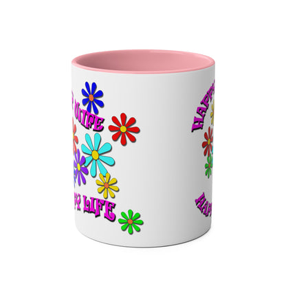 Happy Wife- Happy Life, printed colourful tea mugs for wedding gifts