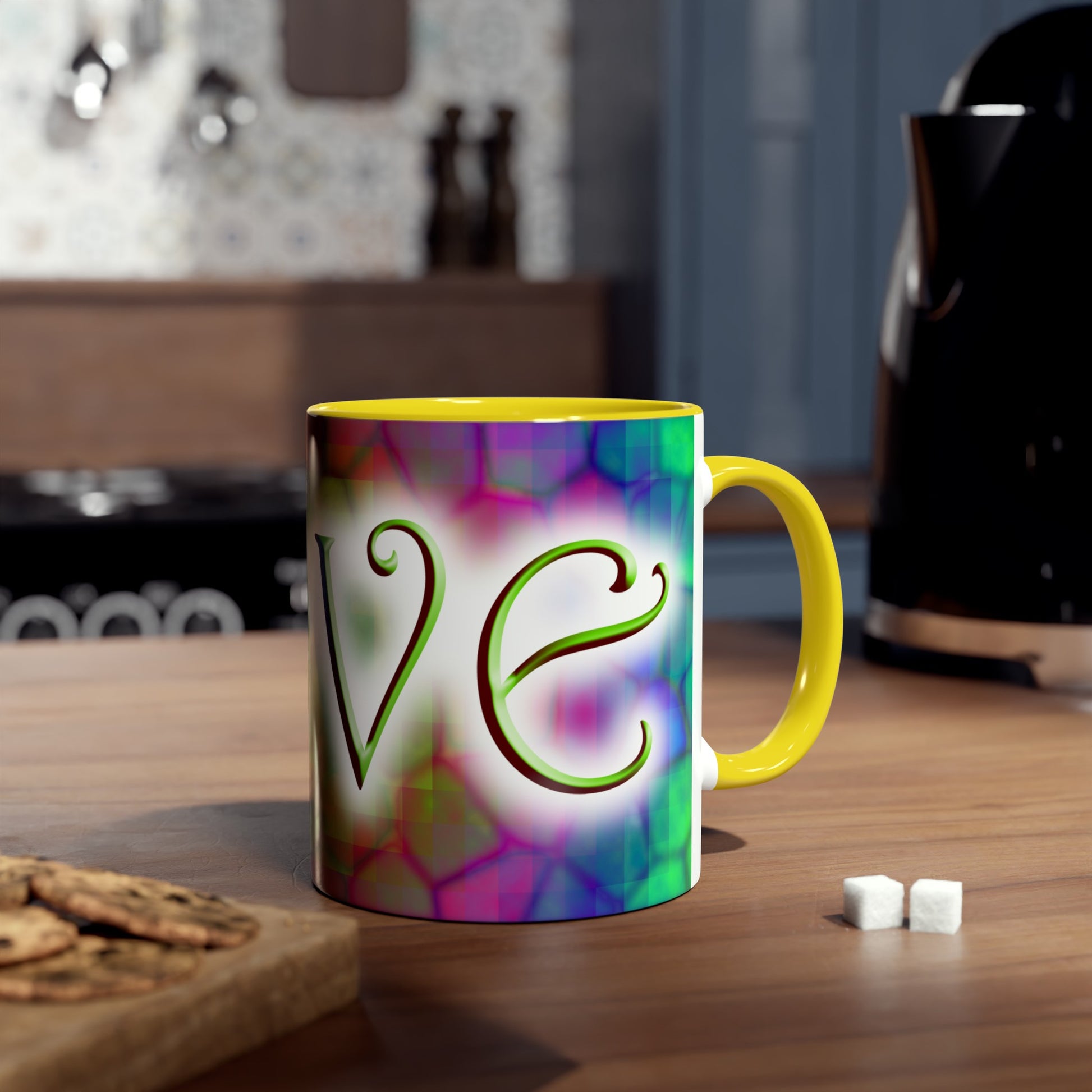 Mosaic Love mugs. Colourful love gifts. Presents for Valentine. Cheap gifts for Valentine's Day for husbands