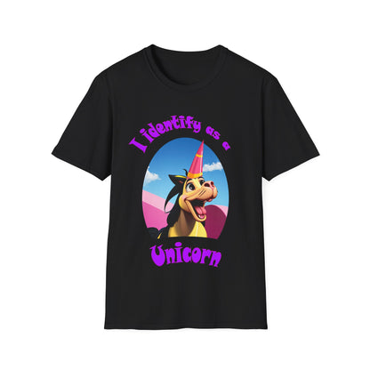 Show your love for mythical creatures with this unique "I Identify as a Unicorn" tee. Made from soft, comfortable fabric, this shirt is perfect for everyday wear.