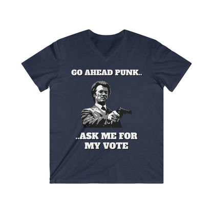 Navy Blue Voting T-shirt, with the slogan 'Go ahead Punk... ask me for my vote'.