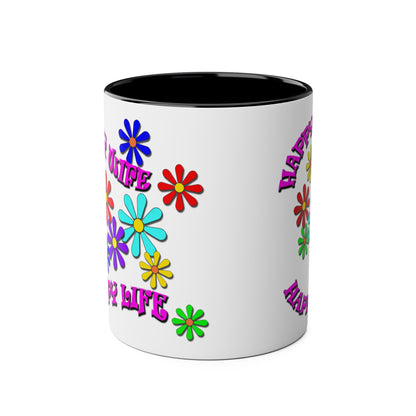 Happy Wife- Happy Life, printed colourful tea mugs for valentines