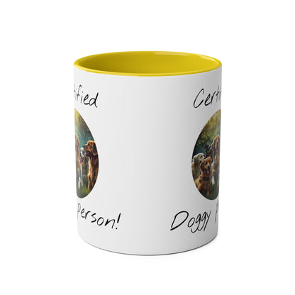 Certified doggy person, printed mugs for dog rescue