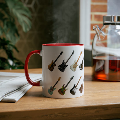 Guitar collection mug, printed tea mugs for daughter