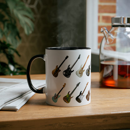 Guitar collection mug, printed tea mugs for son