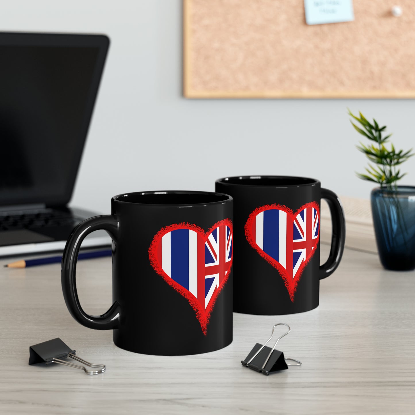 Thailand and UK love hearts mug. Thai flag and UK flag gifts. Gifts for your UK Visa application