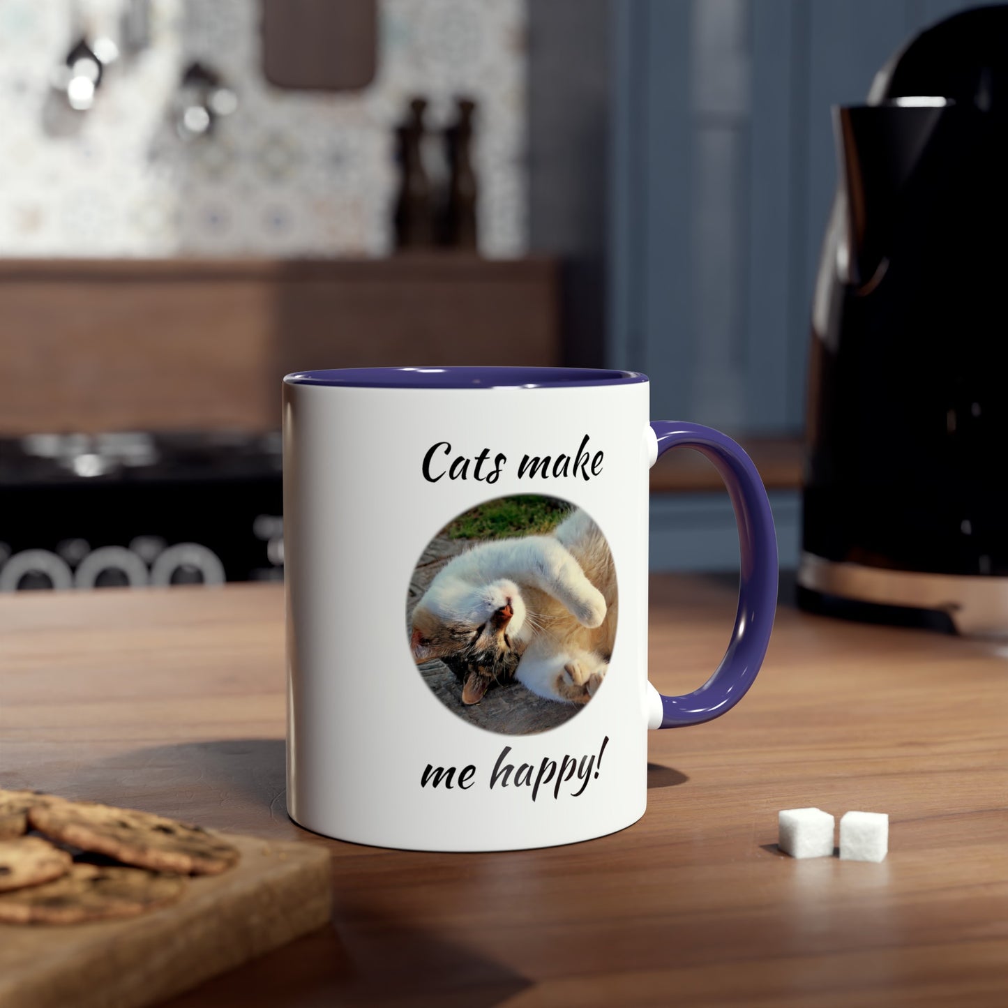 Cats make me happy, printed mugs for feline lovers