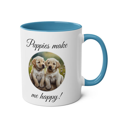 Puppys make me happy mugs. Printed, novelty tea mugs for gifts for vets