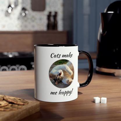 Cats make me happy, printed mugs for cat gifts